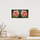 斑入りピーチバライン開花鏡抽象芸術 ポスター (キッチン)