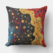 斑入り抽象デザイン(黒、赤、金ゴールド) クッション (正面)