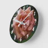 斑入り桃バラ花 ラウンド壁時計 (傾斜)