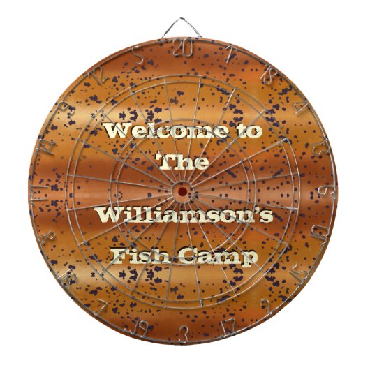 斑入り茶マス柄ファミリー魚キャンプ ダーツボード (正面)