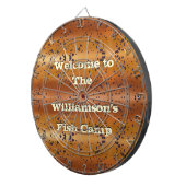 斑入り茶マス柄ファミリー魚キャンプ ダーツボード (正面右)