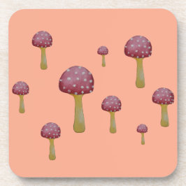 斑入り赤と白キノコ コースター