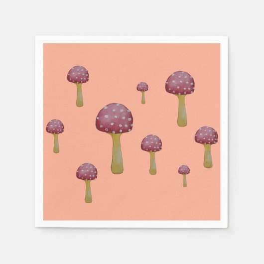斑入り赤と白キノコ スタンダードカクテルナプキン (正面)