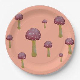 斑入り赤と白キノコ ペーパープレート