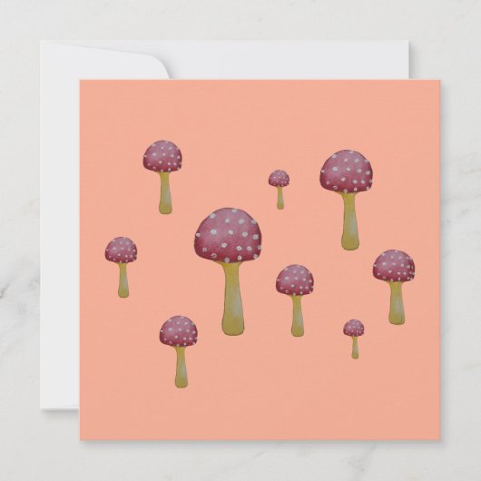 斑入り赤と白キノコ 招待状 (正面)