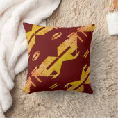 斑入り金ゴールドオレンジのバーガンディ対角アートモチーフ クッション (ブランケット)