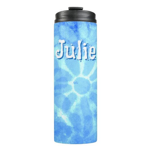 斑入り青フローラデイジー花パーソナライズされた タンブラー (正面)