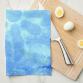 斑入り青フローラデイジー花花 キッチンタオル (四つ折り)