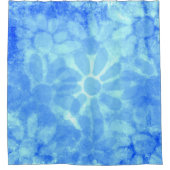 斑入り青フローラデイジー花花 シャワーカーテン (正面)