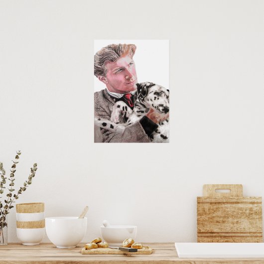 斑点のあるダルメシアンの犬と男の子のポスター かわいい ポスター (キッチン)