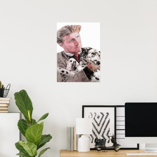 斑点のあるダルメシアンの犬と男の子のポスター かわいい ポスター (ホームオフィス)