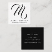 斑点のあるモノグラムのスクリプト スクエア名刺 (正面/裏面)