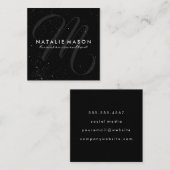 斑点のあるモノグラムのスクリプト スクエア名刺 (正面/裏面)