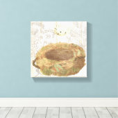 斑点のある卵を持つ巣 キャンバスプリント (インサイチュ (ウッドフロア))