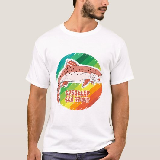 斑点のある弱い鱒のリトロな釣りのギフト Tシャツ (正面)