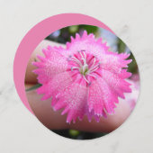 斑点のある明るいピンク色の花 招待状 (正面/裏面)