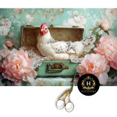 斑点のある時のヴィンテージグリーンスーツケースのデコパージュ 薄葉紙