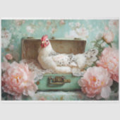 斑点のある時のヴィンテージグリーンスーツケースのデコパージュ 薄葉紙 (正面)