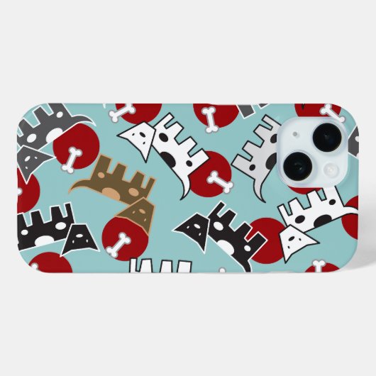 斑点のある犬と骨かわいいおもしろいパピーブルー Case-Mate iPhoneケース (裏面 (横))