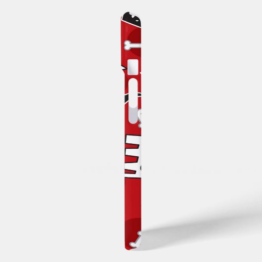 斑点のある犬と骨の子犬かわいいおもしろい赤 Case-Mate iPhoneケース (裏面 / 左)