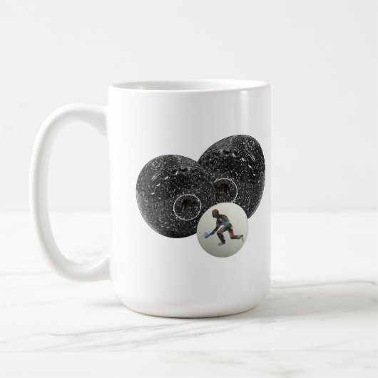 斑点のある白黒の芝生のボール コーヒーマグカップ (左)