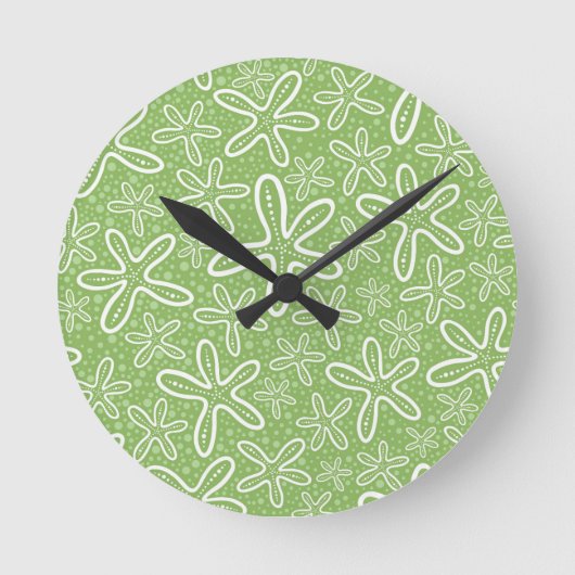 斑点のある背景のシェルパターン ラウンド壁時計 (正面)