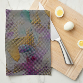 斑点のある色付きのテクスチャ、小さなジオメトリックシェイプ キッチンタオル