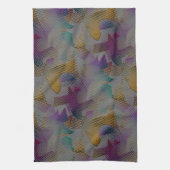 斑点のある色付きのテクスチャ、小さなジオメトリックシェイプ キッチンタオル (縦)