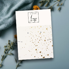 斑点のある金ゴールドホワイトロゴイヤリングネックレスディスプレイ 名刺