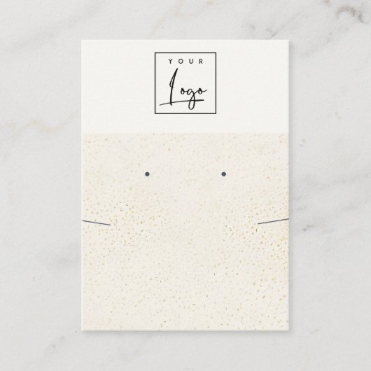 斑点のある金ゴールドホワイトロゴイヤリングネックレスディスプレイ 名刺 (正面)