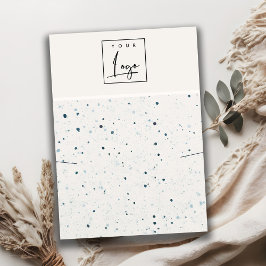 斑点のある青い白いロゴイヤリングネックレスディスプレイ 名刺