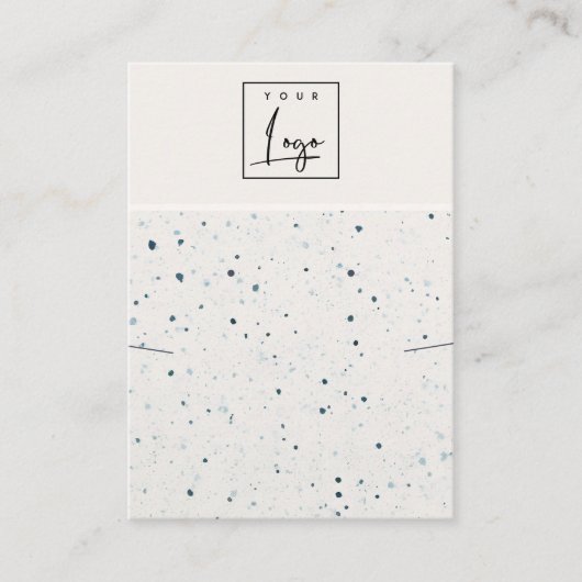 斑点のある青い白いロゴイヤリングネックレスディスプレイ 名刺 (正面)