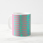 斑点のある青とピンクのグ淡い色のローブデザイン コーヒーマグカップ (正面左)