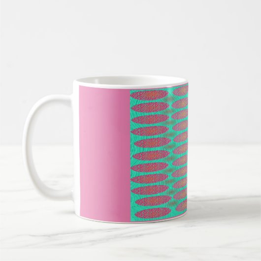 斑点のある青とピンクのグ淡い色のローブデザイン コーヒーマグカップ (左)