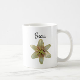 斑点のある黄色いユリパーソナライズされた花 コーヒーマグカップ