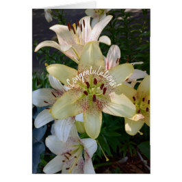 斑点のある黄色のユリ花おめでとうカード