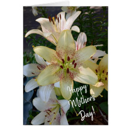 斑点のある黄色のユリ花の母の日のカード