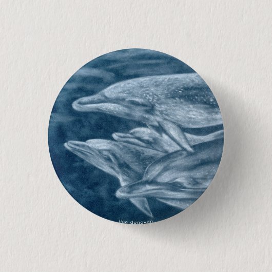 斑点を付けられたイルカPin 缶バッジ (正面)