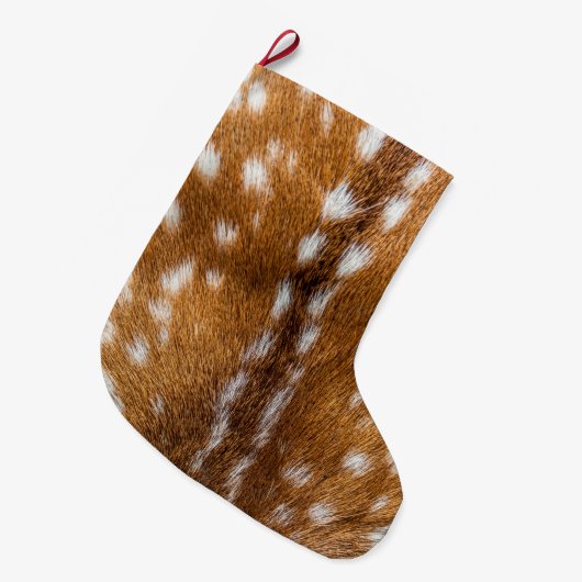 斑点を付けられたシカの毛皮の質 ラージクリスマスストッキング (正面 (吊り時))
