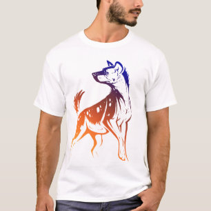 斑点を付けられたハイエナ青いGradatedによって破壊されるT Tシャツ