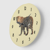 斑点を付けられたヒョウ野生猫の写真 ラージ壁時計 (傾斜)