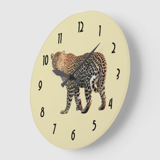 斑点を付けられたヒョウ野生猫の写真 ラージ壁時計 (傾斜)