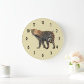 斑点を付けられたヒョウ野生猫の写真 ラージ壁時計 (ホーム)