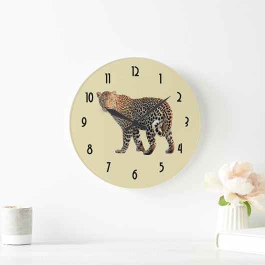 斑点を付けられたヒョウ野生猫の写真 ラージ壁時計 (ホーム)