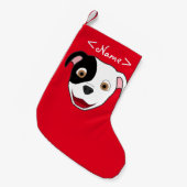 斑点を付けられたピットブルの顔 スモールクリスマスストッキング (正面 (吊り時))