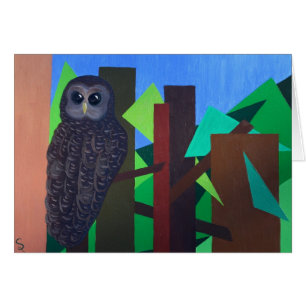 斑点を付けられたフクロウの絵画