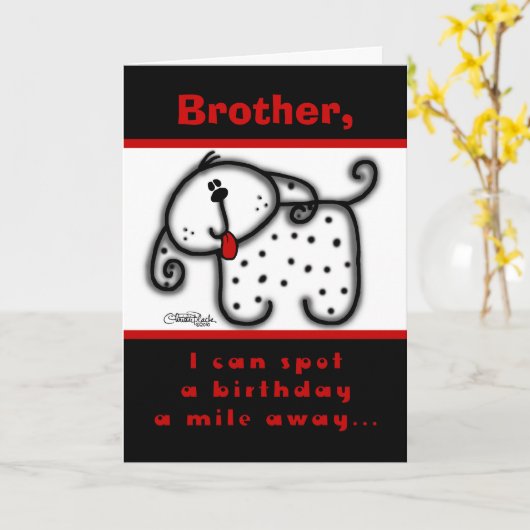 斑点を付けられた犬 カード (黄色い花)