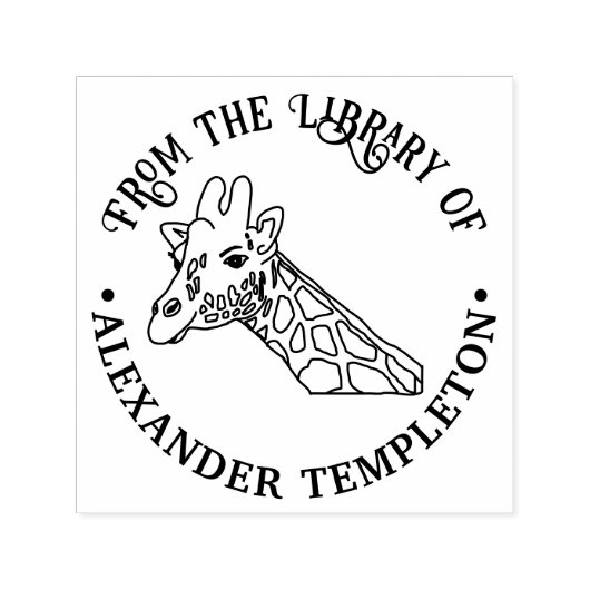 斑点キリン頭 #2 図書館の本の名前 セルフインキングスタンプ (デザイン)