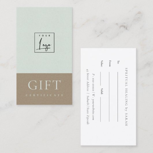 斑点付きセラミックアクアクラフトロゴギフト券 名刺 (正面/裏面)