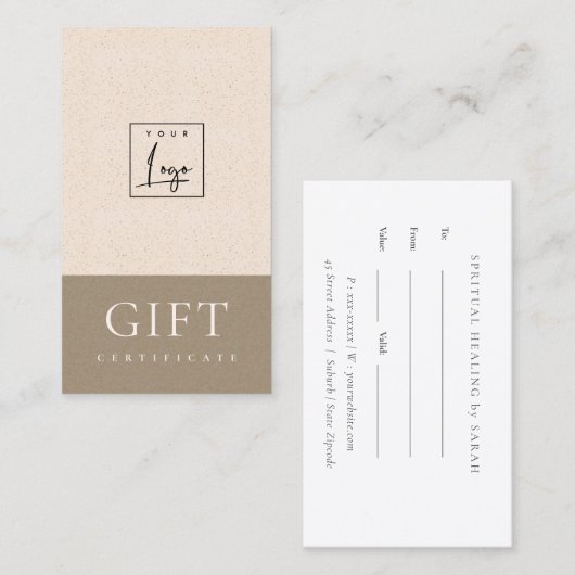 斑点付きセラミック赤面クラフトロゴギフト券 名刺 (正面/裏面)